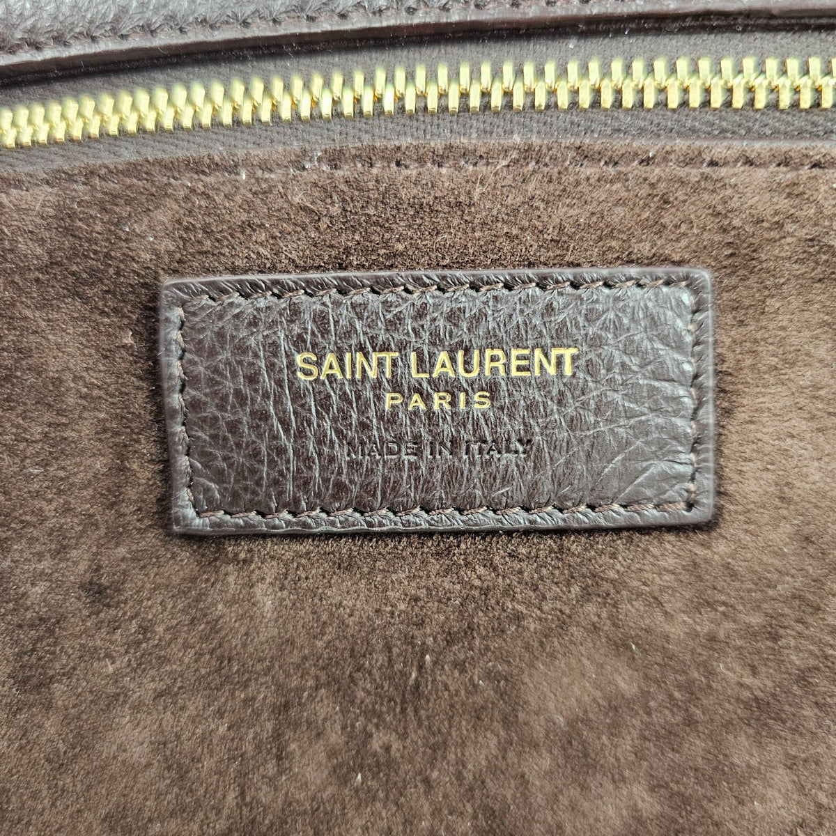 SAINT LAURENT Le 5 A 7 Bea Marron Fonce Leather Tote Bag New And Authentic