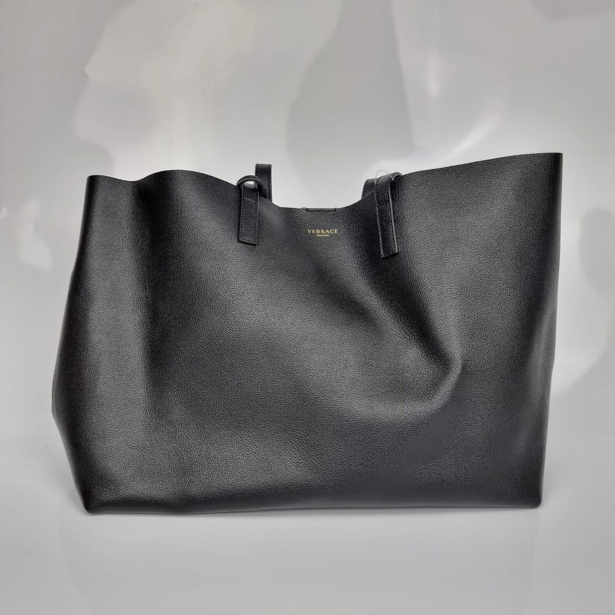 VERSACE Black Leather Tote Bag New