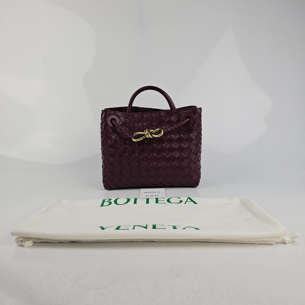 BOTTEGA VENETA Andiamo Small $4700 Barolo Red Leather Top Handle Bag New