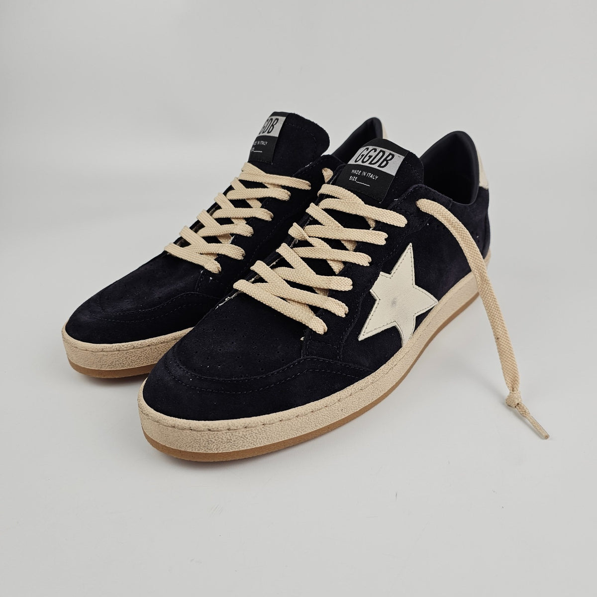 GOLDEN GOOSE Ball Star Men's White/Blue Suede Low Top Sneakers New