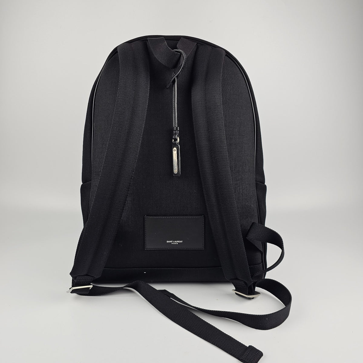 Saint Laurent City Men's Black Embroidered Canvas Backpack New