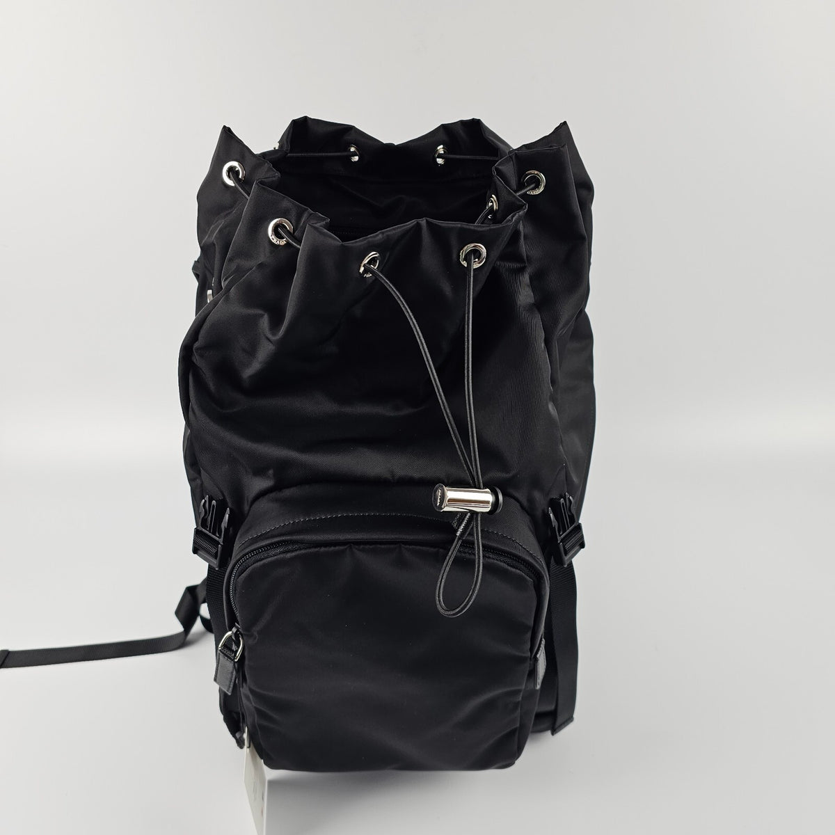 PRADA $2550 Black Re-Nylon And Saffiano Leather Backpack New And Authentic