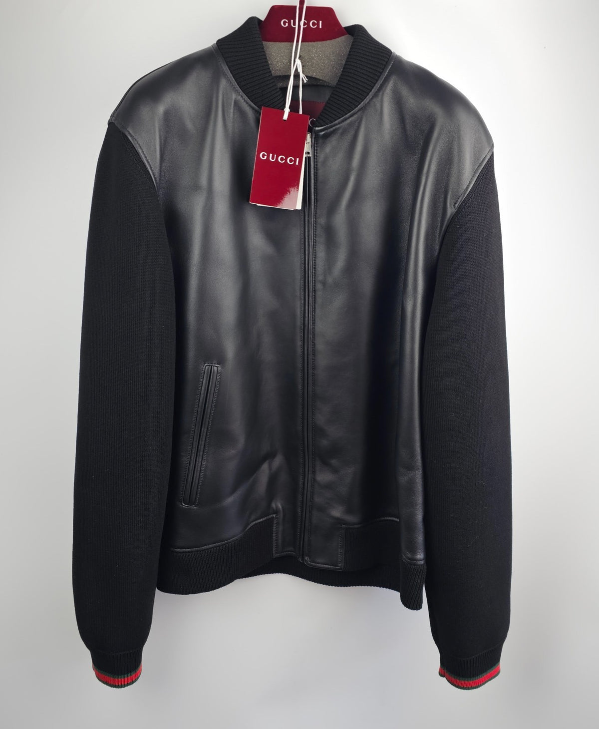 GUCCI $3980 Black Nappa Leather Bomber Jacket New & Authentic
