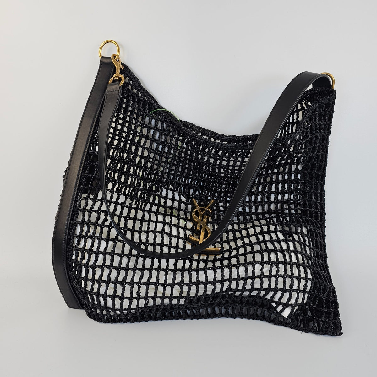 Saint Laurent Oxalis Black Raffia Shoulder Bag New