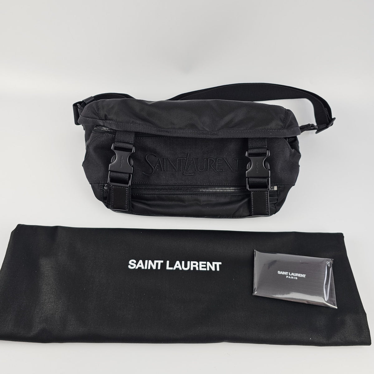 SAINT LAURENT Nylon $2000 Black Crossbody Bag New And Authentic