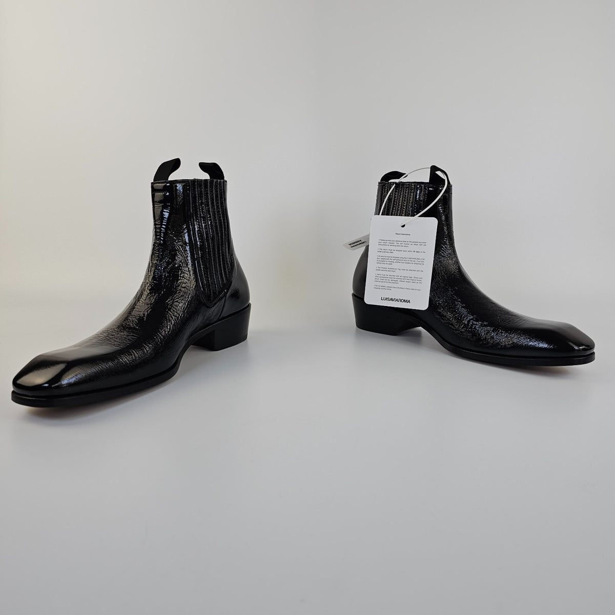 TOM FORD Bailey Black Crackled Leather Chelsea Boots Size US 10