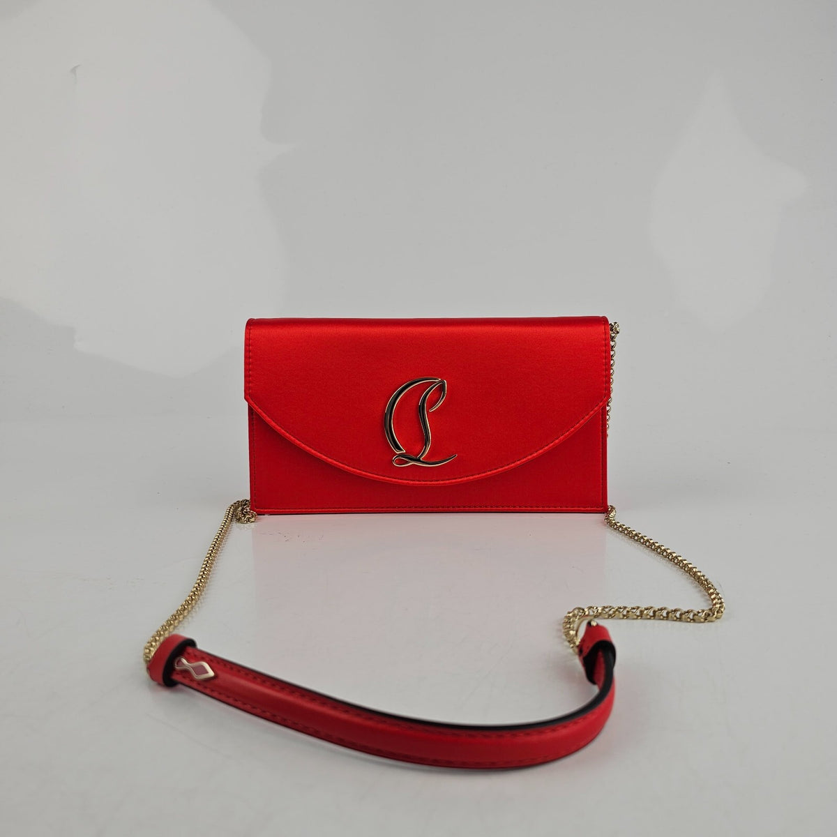 CHRISTIAN LOUBOUTIN Loubi54 Ole Red Satin Shoulder Bag New