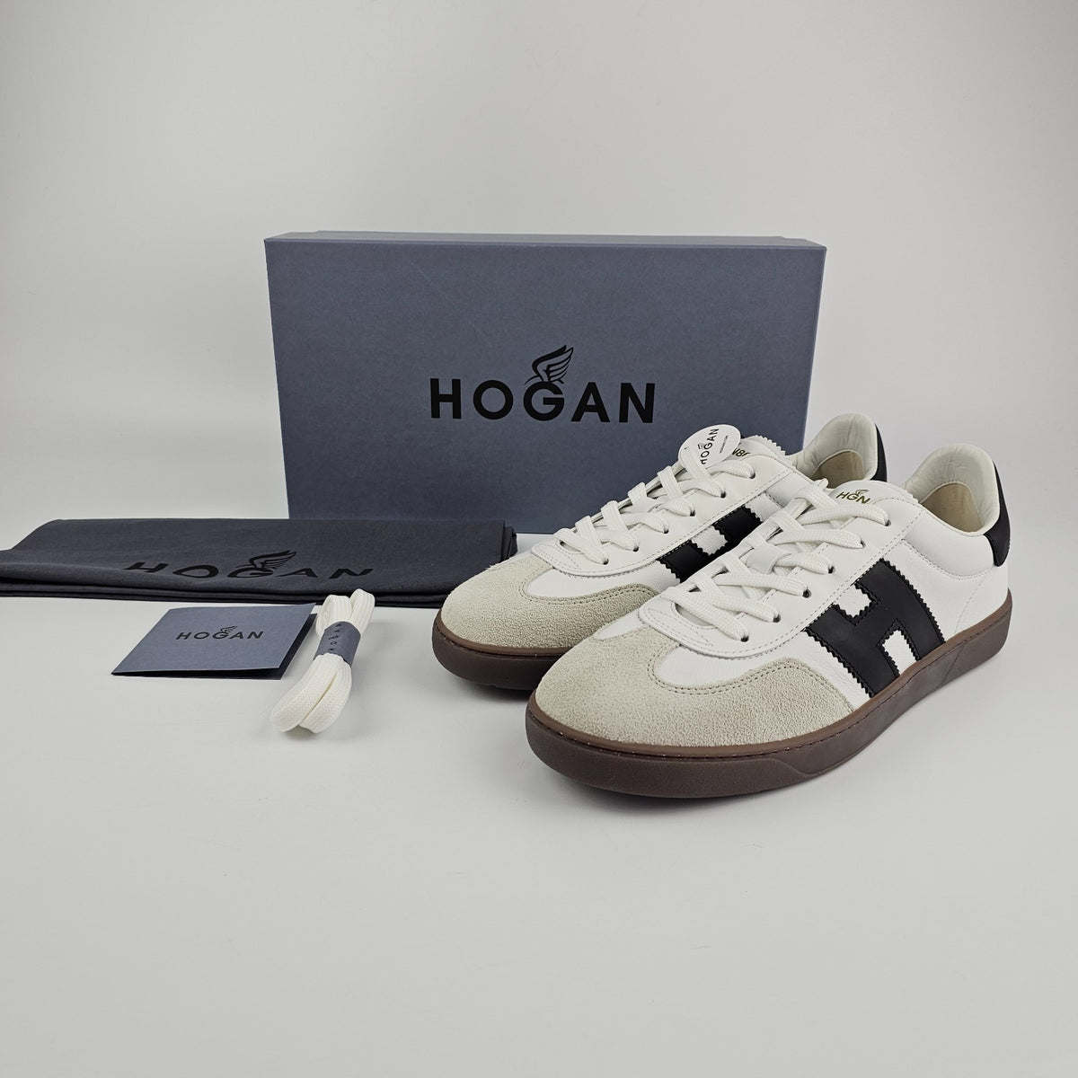 HOGAN Cool White Leather Suede Sneakers New & Authentic