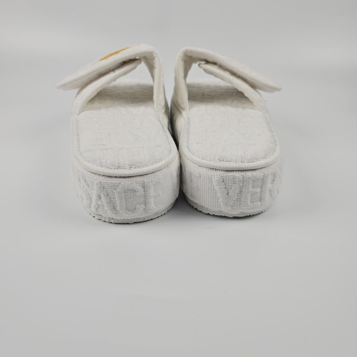 VERSACE Allover White Cotton Slippers New