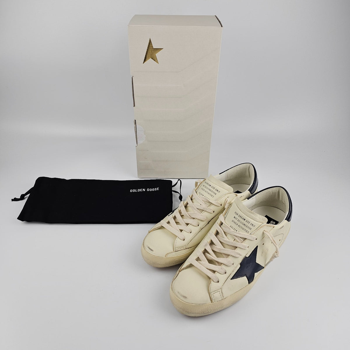 GOLDEN GOOSE Super Star Men's White/Night Blue Sneakers New