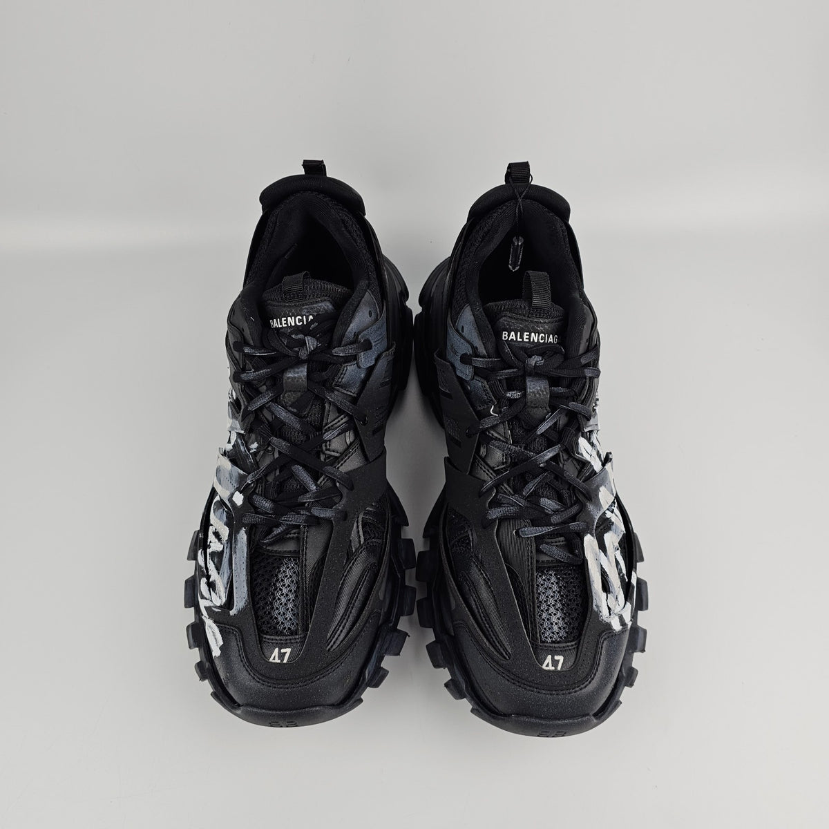 BALENCIAGA Track Signature $1225 Black/White Sneakers New & Authentic