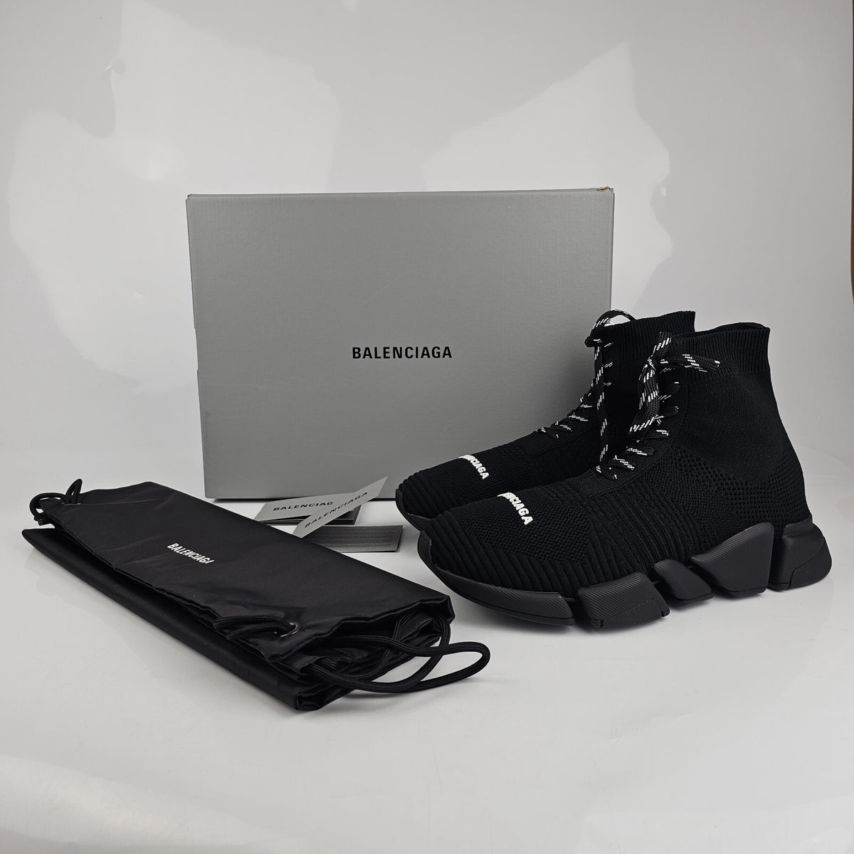 BALENCIAGA Speed 2 Men's Black Laced Sneakers New