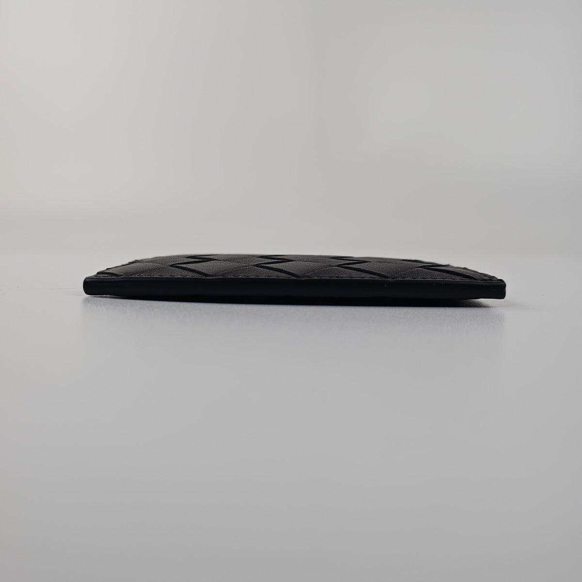 BOTTEGA VENETA Intrecciato Men's Black Leather Card Holder New