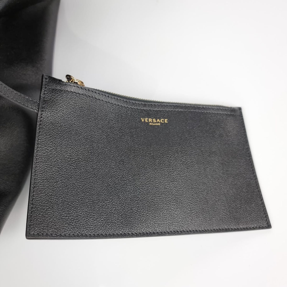 VERSACE Black Leather Tote Bag New