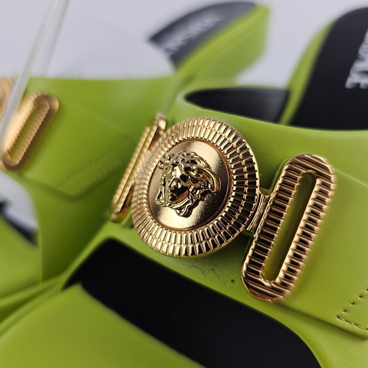 VERSACE Medusa 100mm Green Mules New Size 37.5 US 7.5