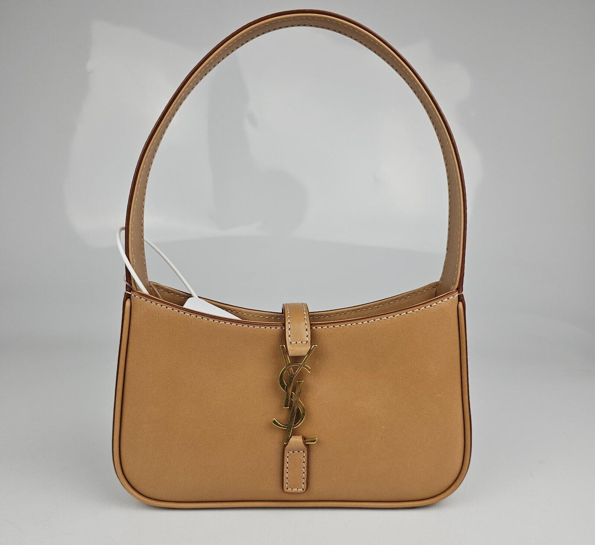 SAINT LAURENT Mini Le 5 A 7 Vintage Brown Leather Hobo Bag New