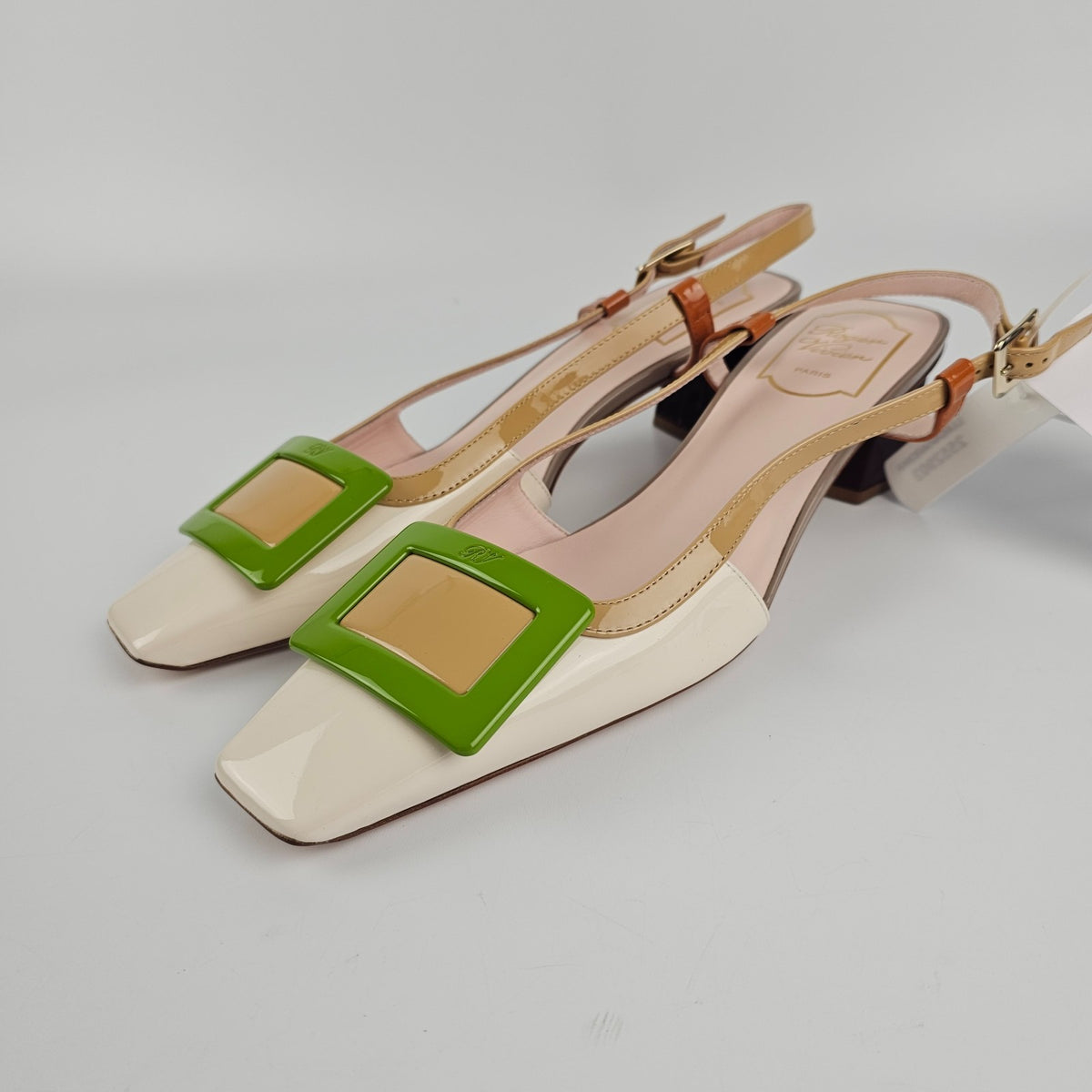 ROGER VIVIER Belle Vivier Multicolor Patent Leather 45mm Pumps Size 39 US 9