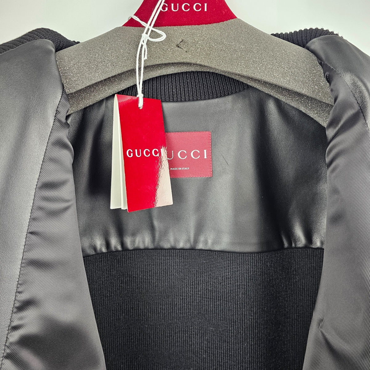 GUCCI $3980 Black Nappa Leather Bomber Jacket New & Authentic