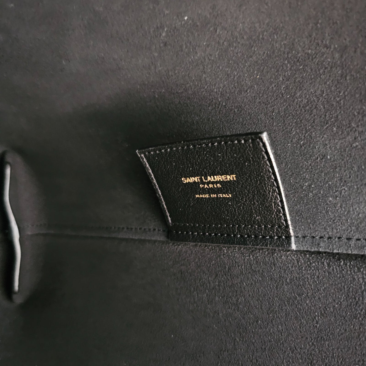 SAINT LAURENT Bold Black Leather Shopping Tote Bag New