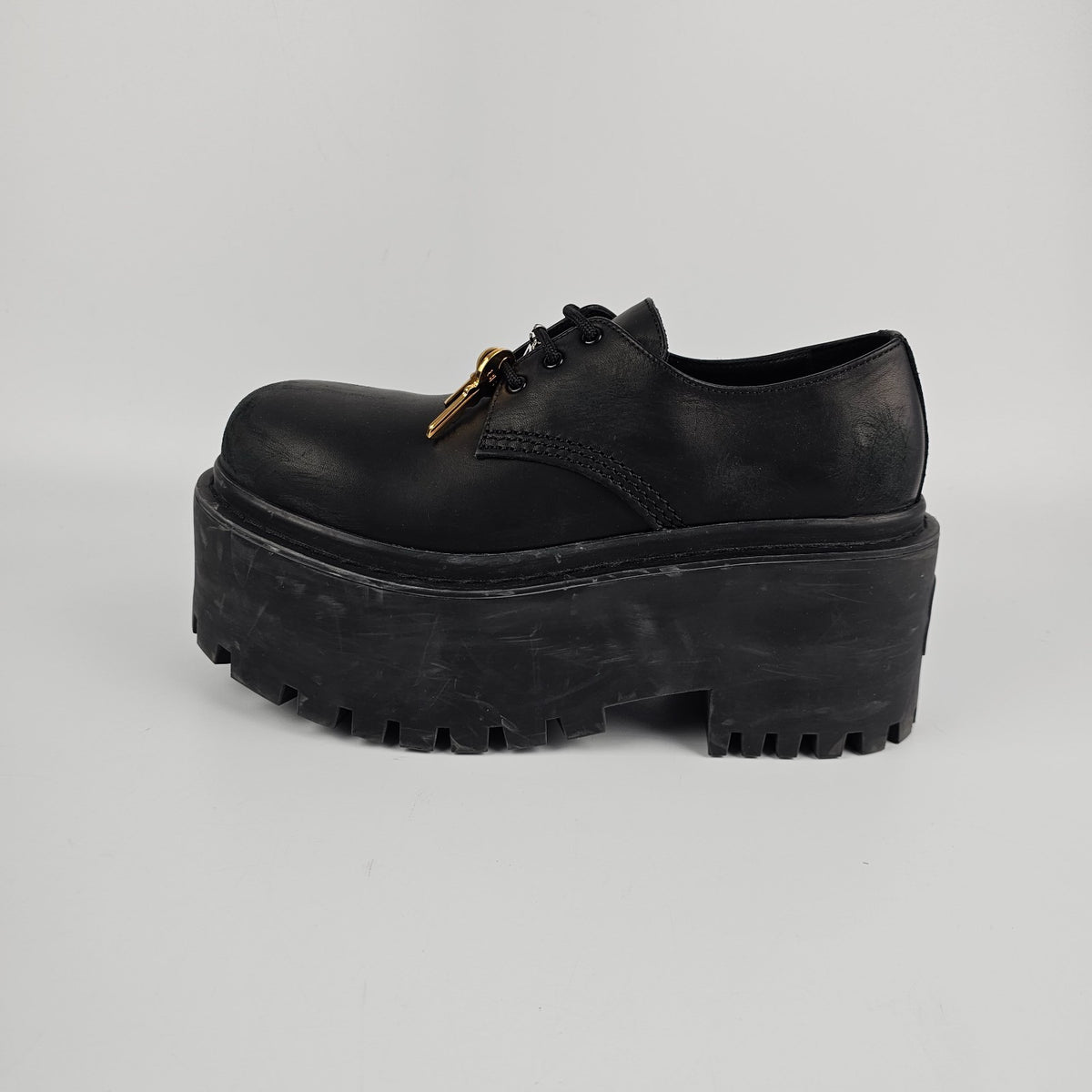 BALENCIAGA Strike Platform With Charms $1450 Black Derby Shoes New & Authentic