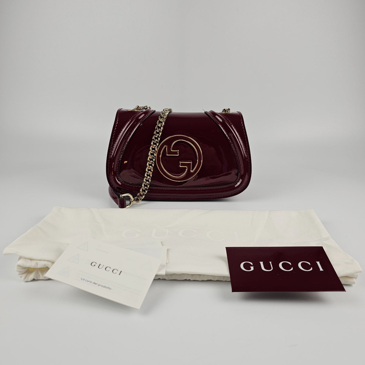 GUCCI Blondie Small $3450 Rosso Ancora Red Patent Leather Shoulder Bag New