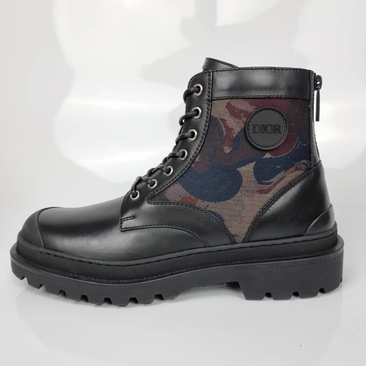 Dior Homme Explorer Camouflage Black Leather Boots New Size EU 40 US 7