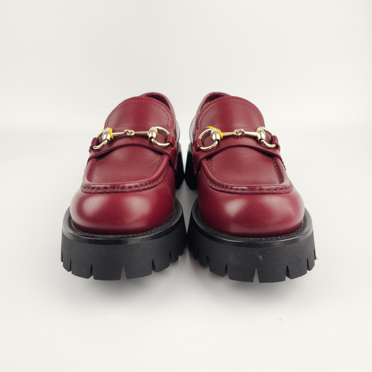 GUCCI $1220 Women's Rosso Ancora Red Lug Sole With Horsebit Loafers New