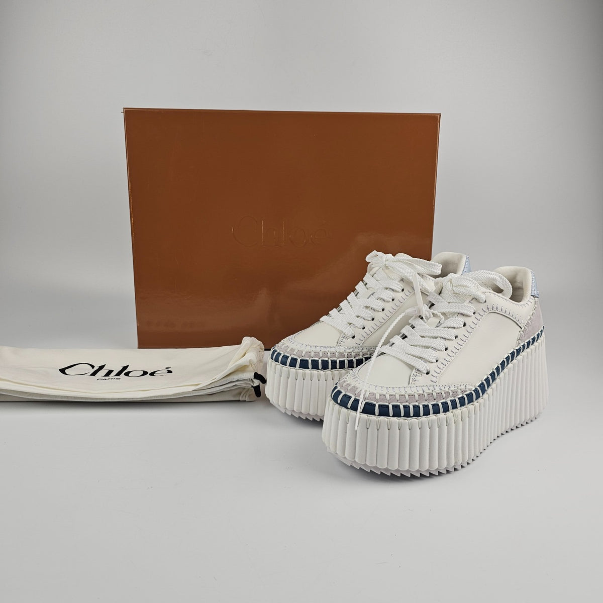 Chloe Nama Denim Blue Sneakers New & Authentic