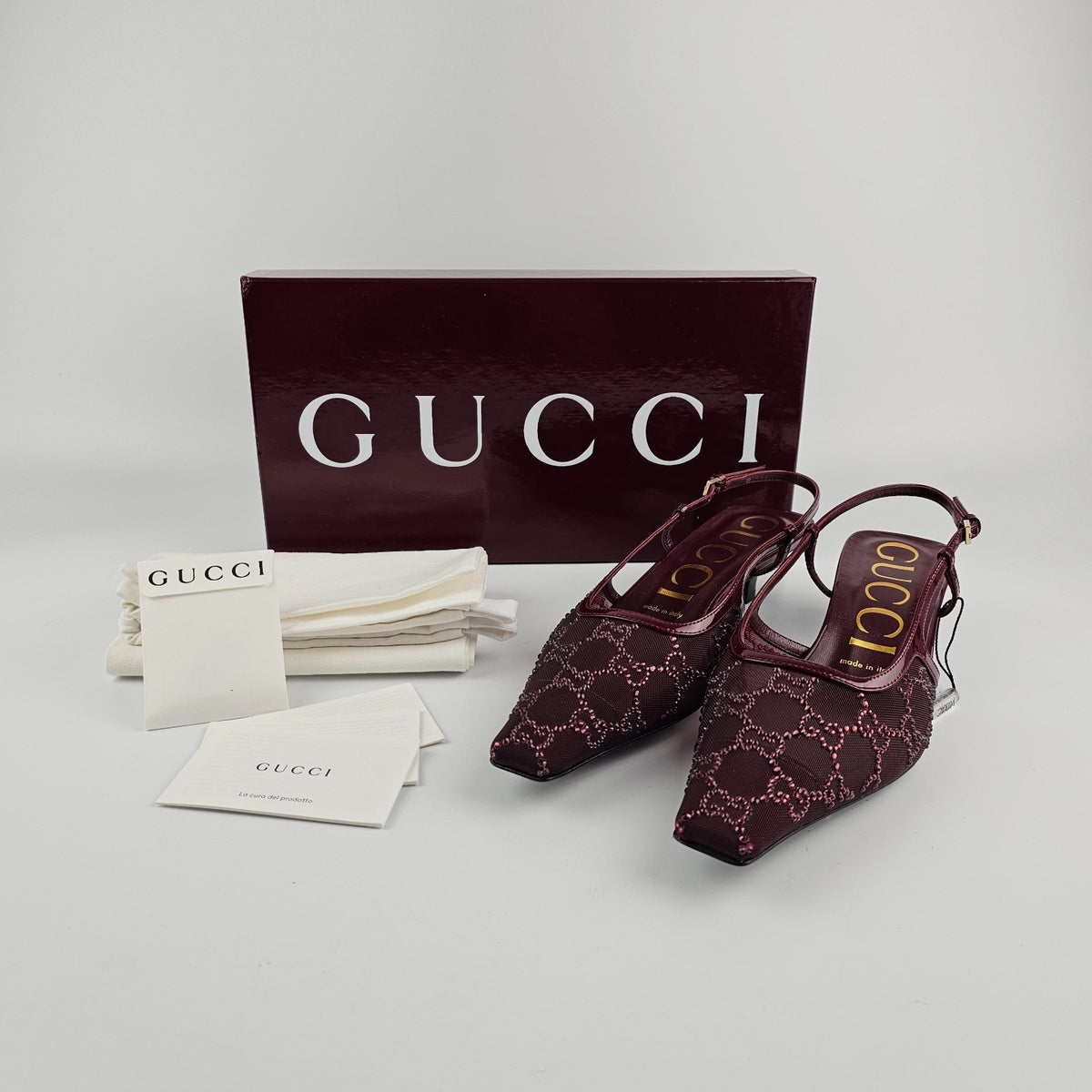 GUCCI $1240 Rosso Ancora Red Slingback Pumps New & Authentic