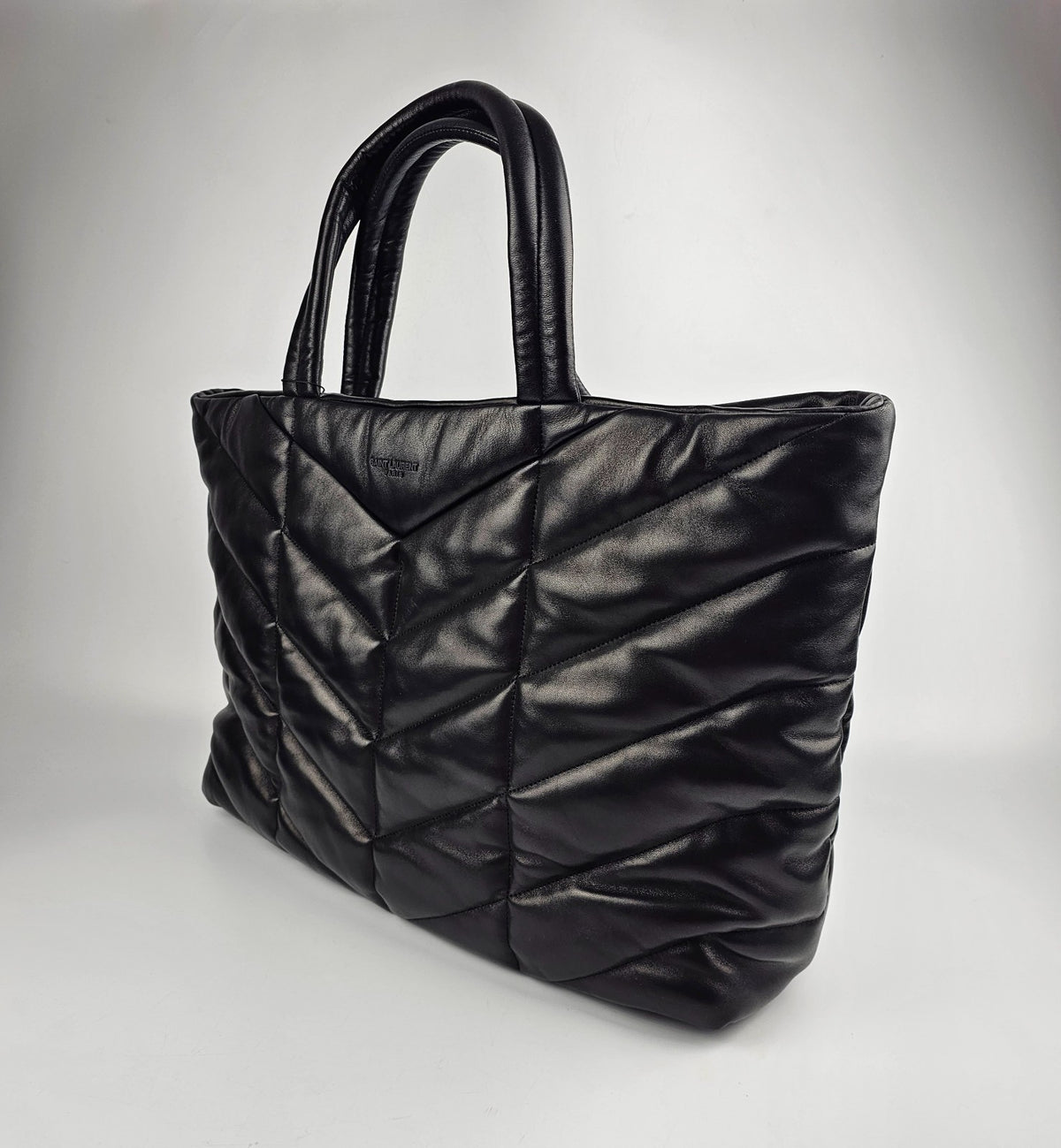 Saint Laurent Black Nappa Lambskin Puffer Tote Bag New