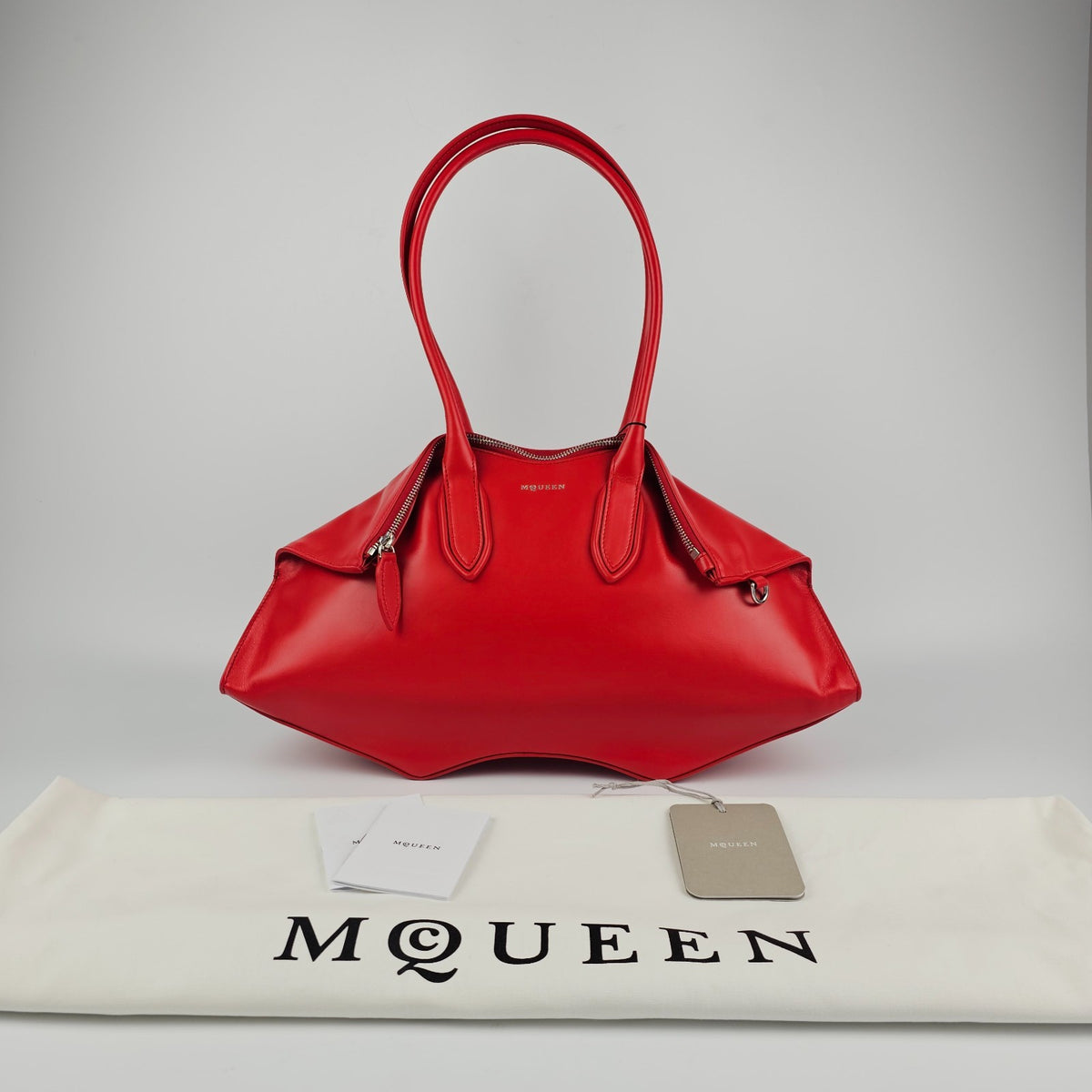 ALEXANDER MCQUEEN Manta Red Leather Top Handle Bag New