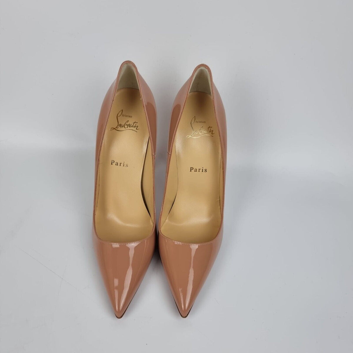 CHRISTIAN LOUBOUTIN So Kate 120MM Beige Patent Leather Pumps New Size 39 US 9