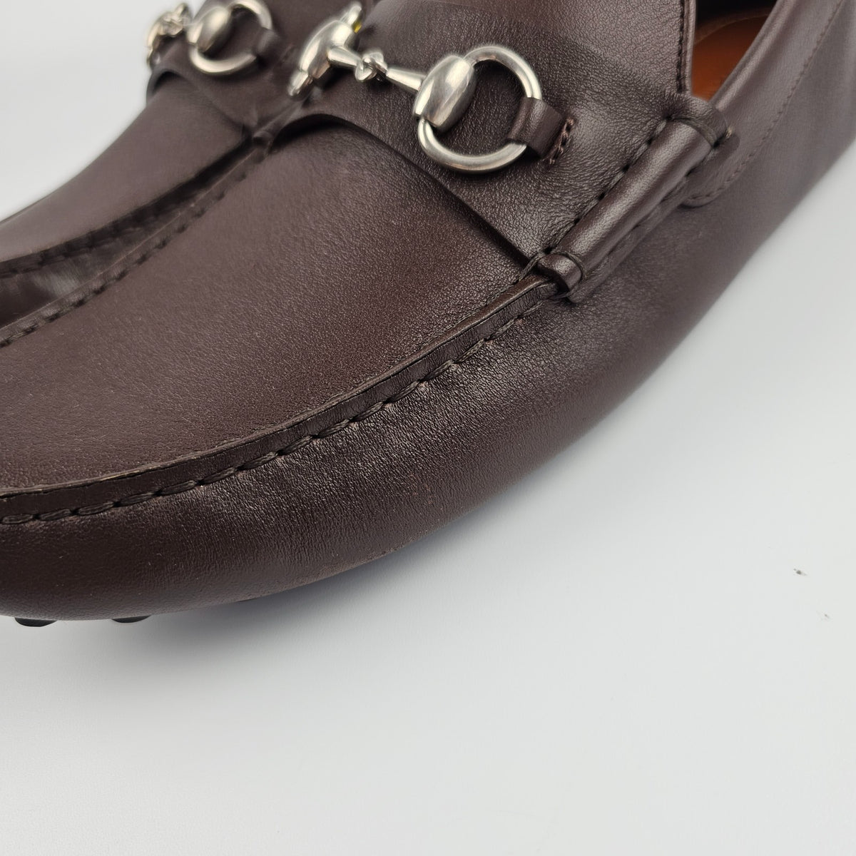 GUCCI Driver $930 Men's Brown Leather With Horsebit Loafers New & Authentic