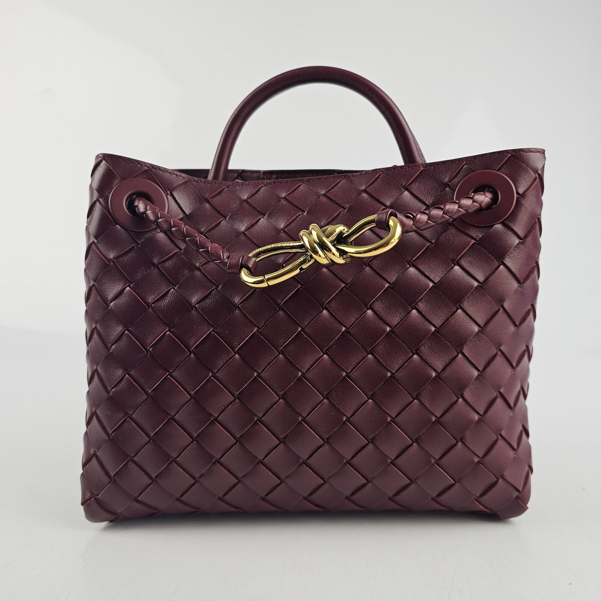 BOTTEGA VENETA Andiamo Small $4700 Barolo Red Leather Top Handle Bag New