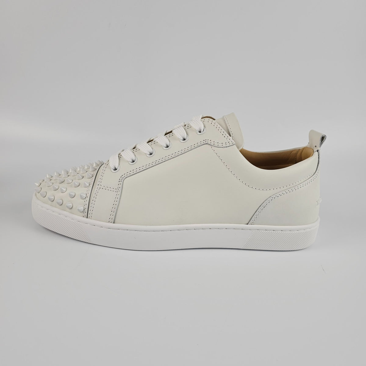 Christian Louboutin Louis Junior Spikes White Leather Sneakers New