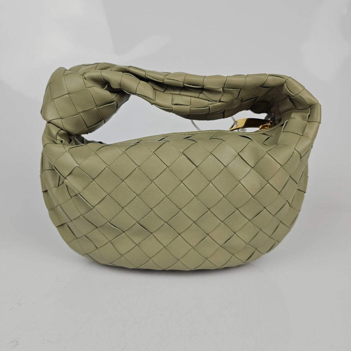 BOTTEGA VENETA Mini Jodie $3100 Travertine Leather Top Handle Bag New