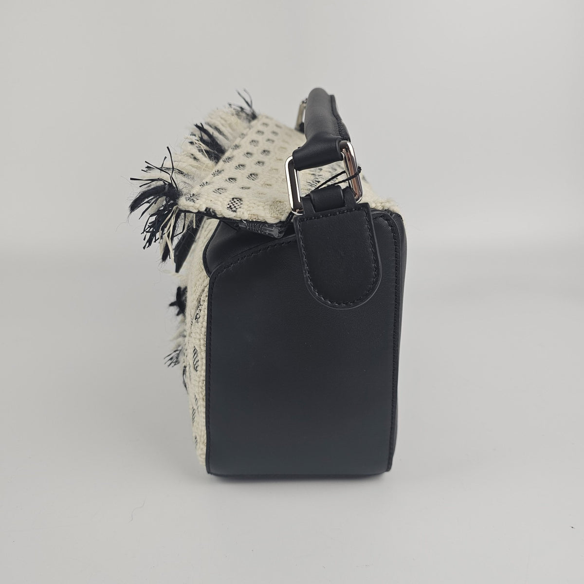 LOEWE Puzzle Small $5150 Black/White Woven Top Handle Bag New & Authentic