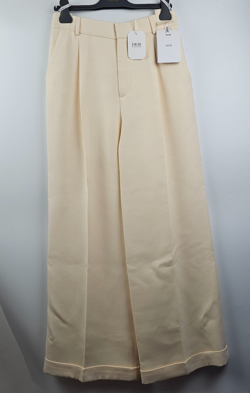 DIOR $2600 Ecru Wool/Silk Flared Pants New & Authentic