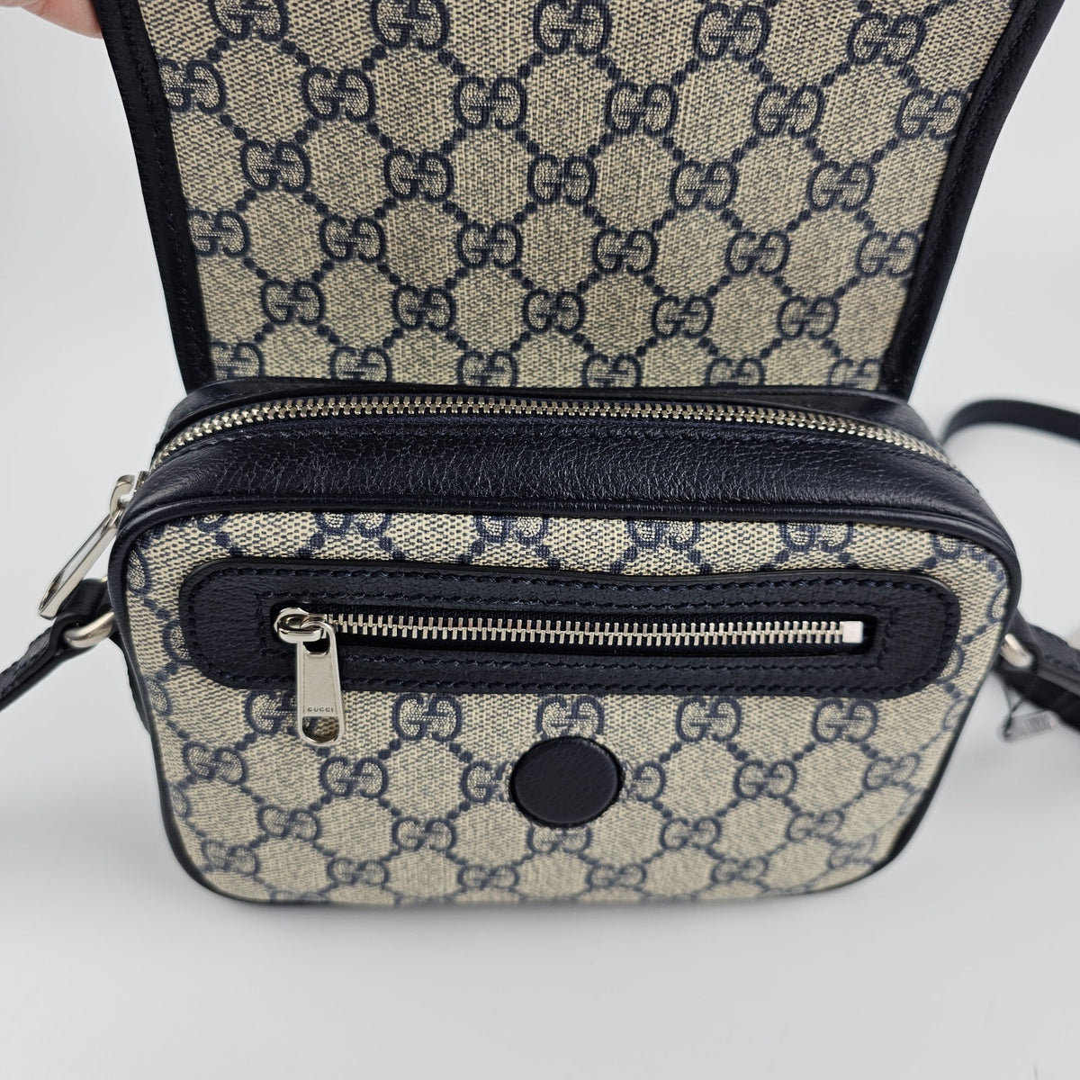 GUCCI Ophidia Mini $1850 Beige And Blue GG Canvas Shoulder Bag New & Authentic