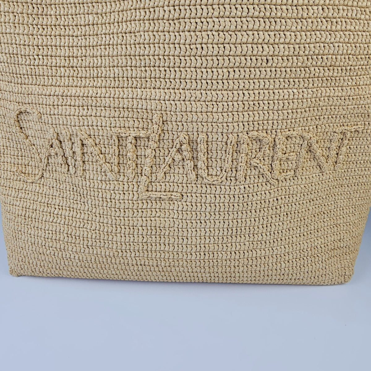SAINT LAURENT $2550 Natural Raffia Tote Bag New And Authentic