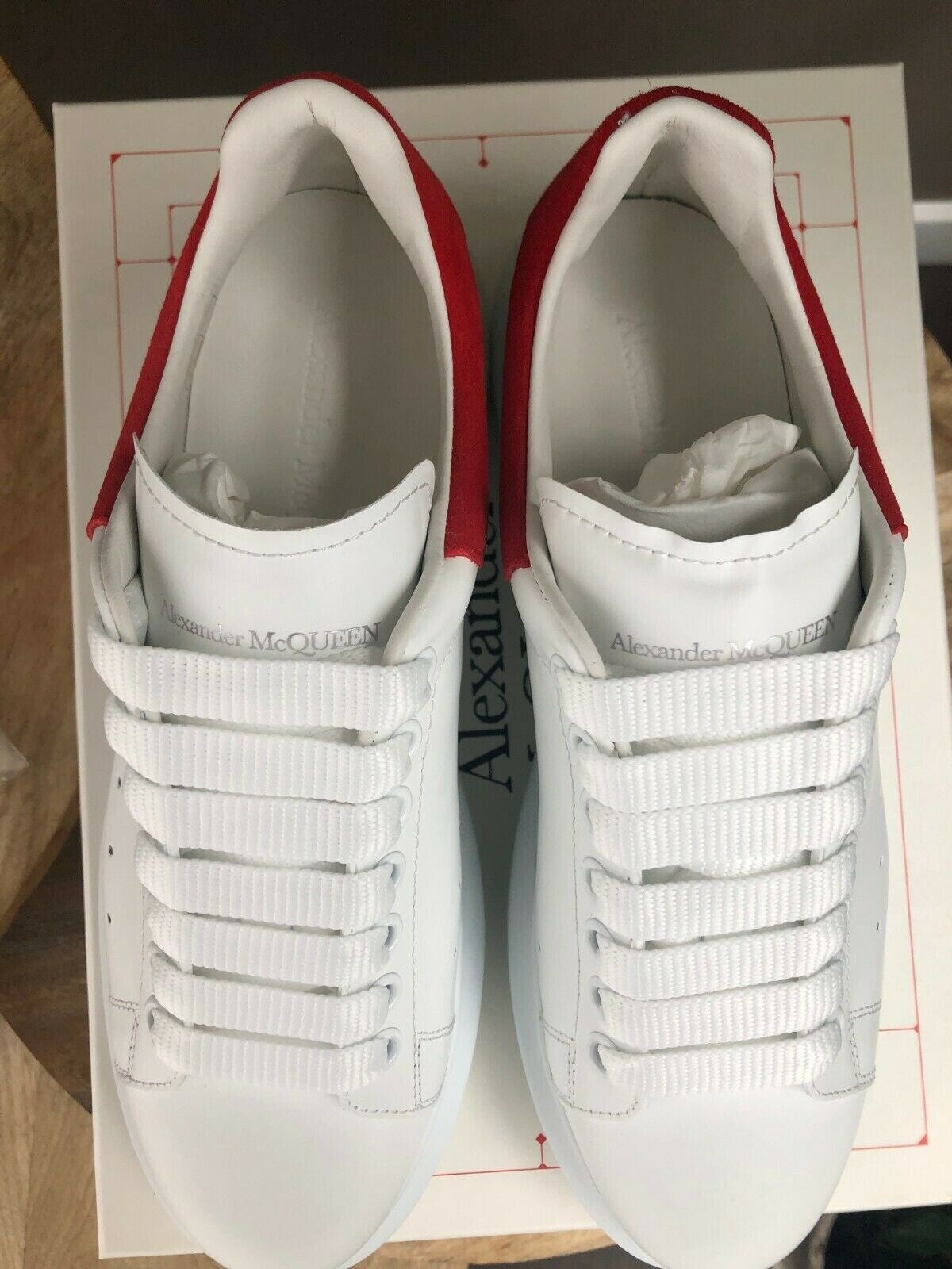 ALEXANDER MCQUEEN Women's Larry White And Red Sneakers New Size 41 US 11