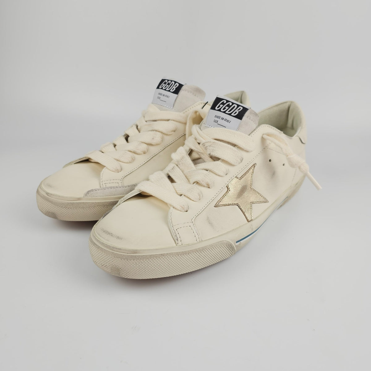 GOLDEN GOOSE Super Star Men's White/Gold Sneakers New