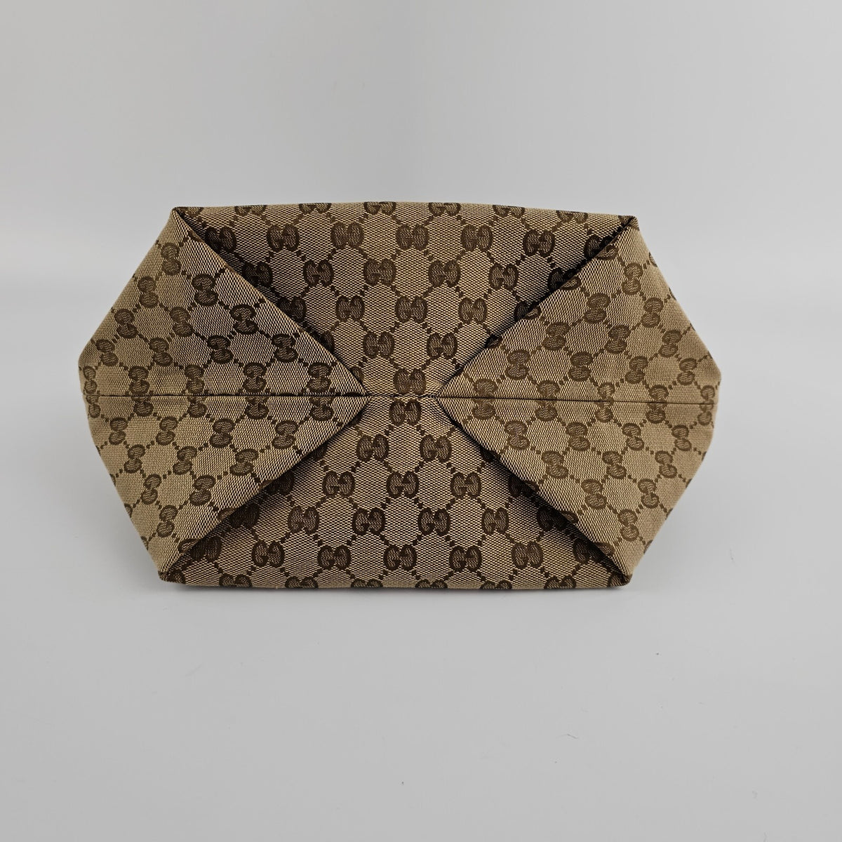 GUCCI Totissima Small $2100 Beige And Ebony GG Canvas Tote Bag New & Authentic