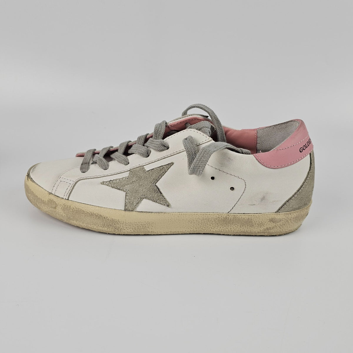GOLDEN GOOSE Super Star Women's White/Pink Leather Sneakers New
