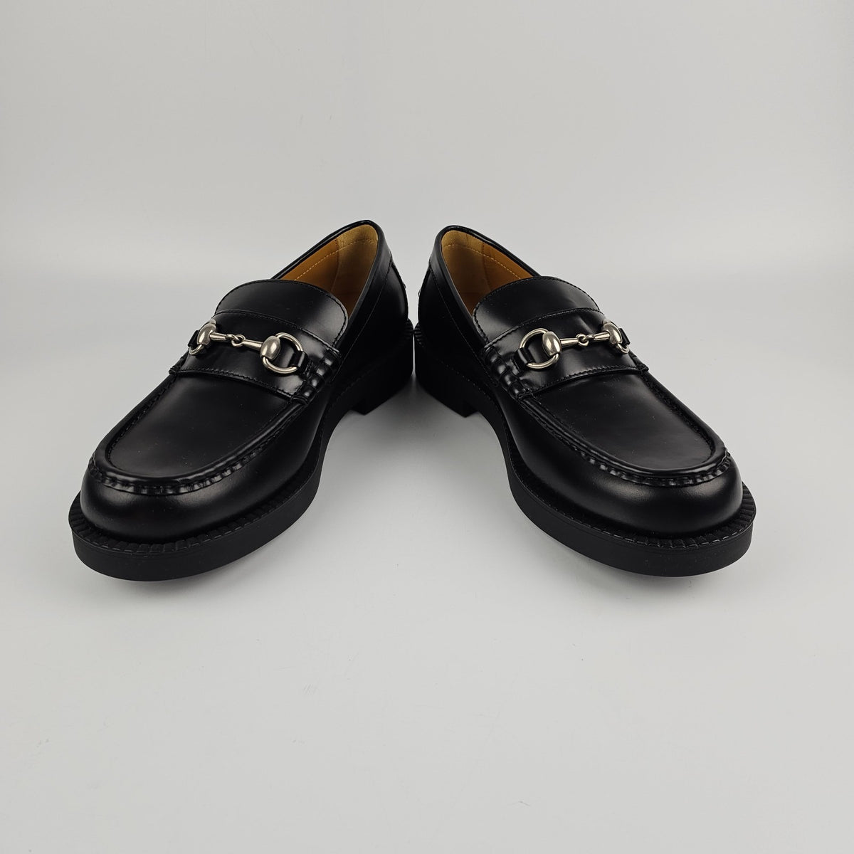 GUCCI $1250 Men's Black Leather With Horsebit Loafers New & Authentic