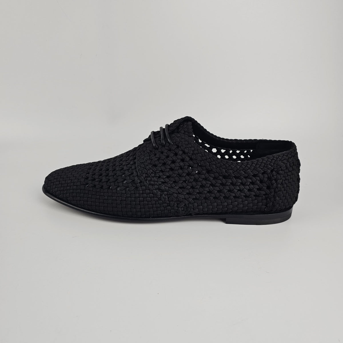 DOLCE&GABBANA Black Crochet Lace-up Shoes New & Authentic