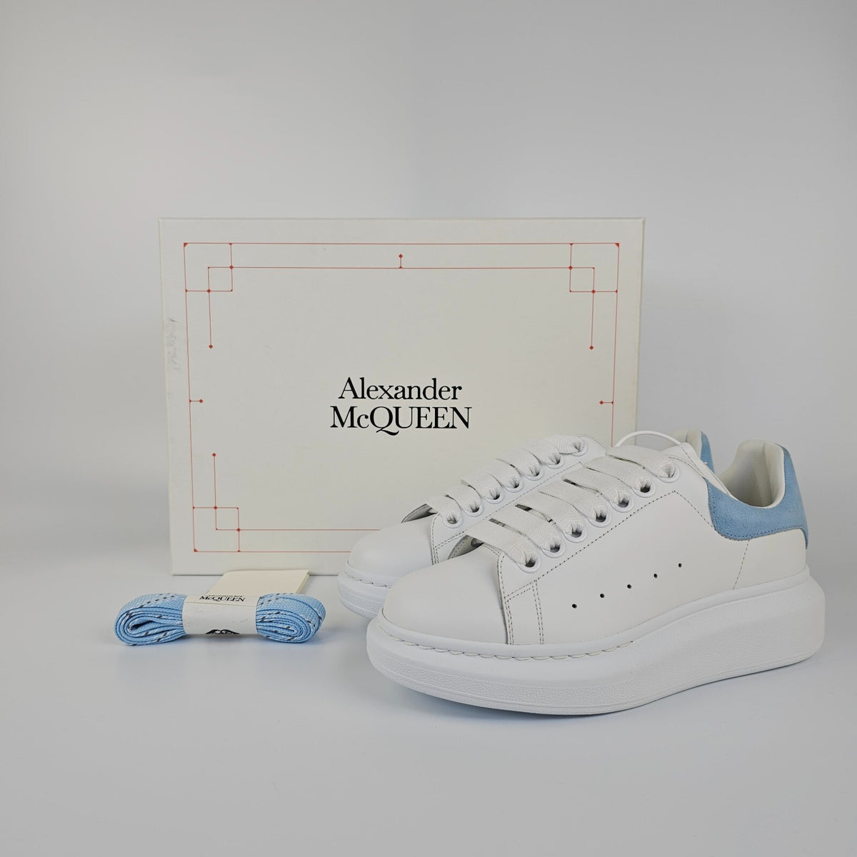 ALEXANDER MCQUEEN Oversized Women's White And Blue Sneakers New