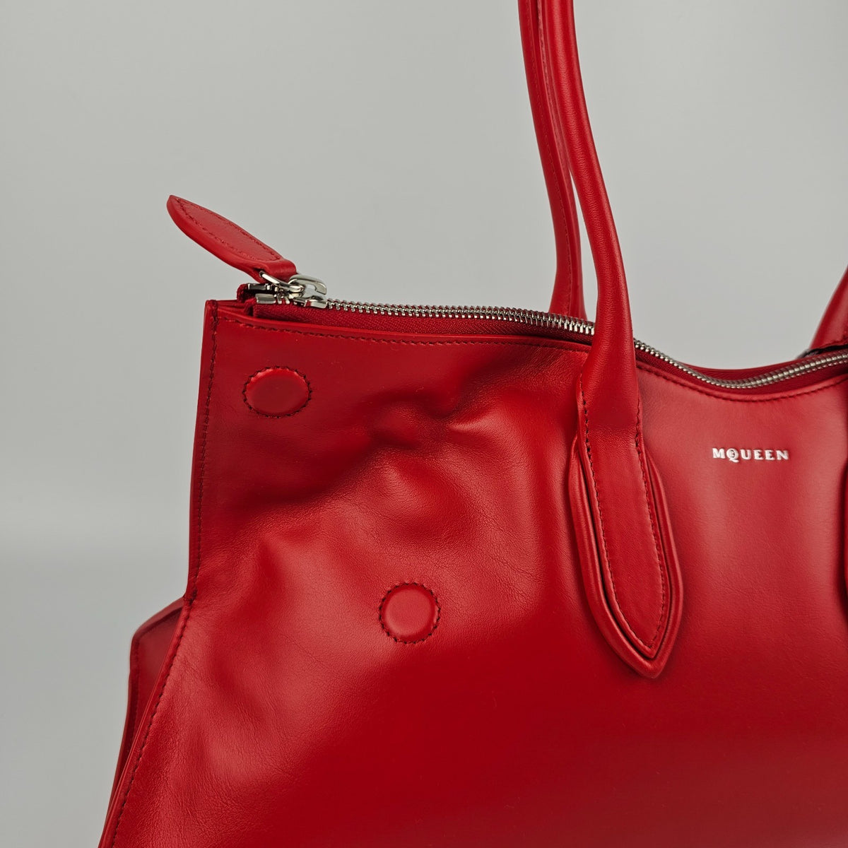 ALEXANDER MCQUEEN Manta Red Leather Top Handle Bag New