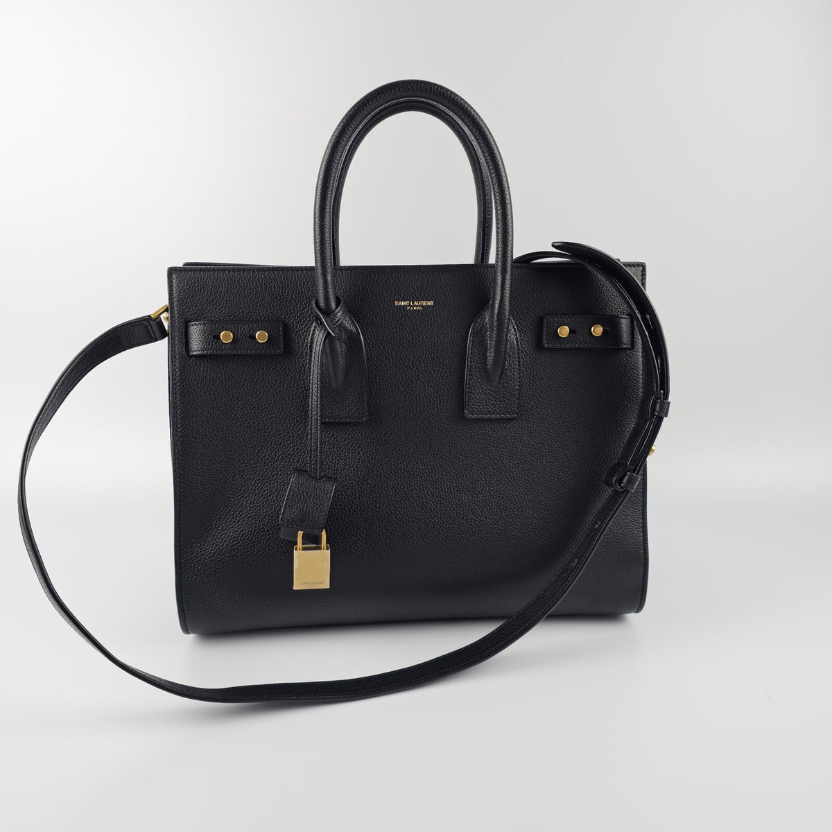 SAINT LAURENT Sac De Jour $3600 Black Supple Grained Leather Bag New & Authentic