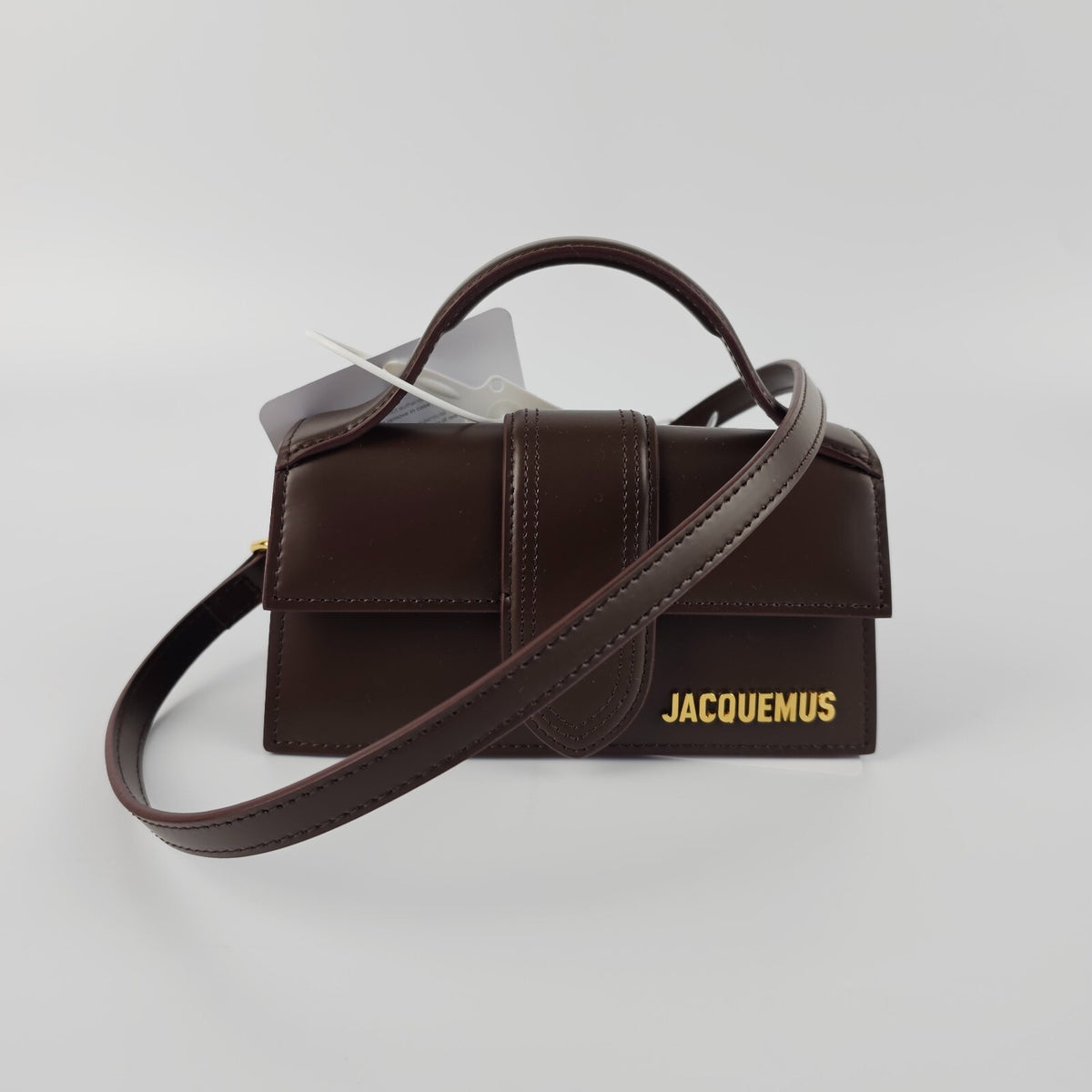 JACQUEMUS The Bambino $820 Brown Leather Flap Small Shoulder Bag New/Authentic